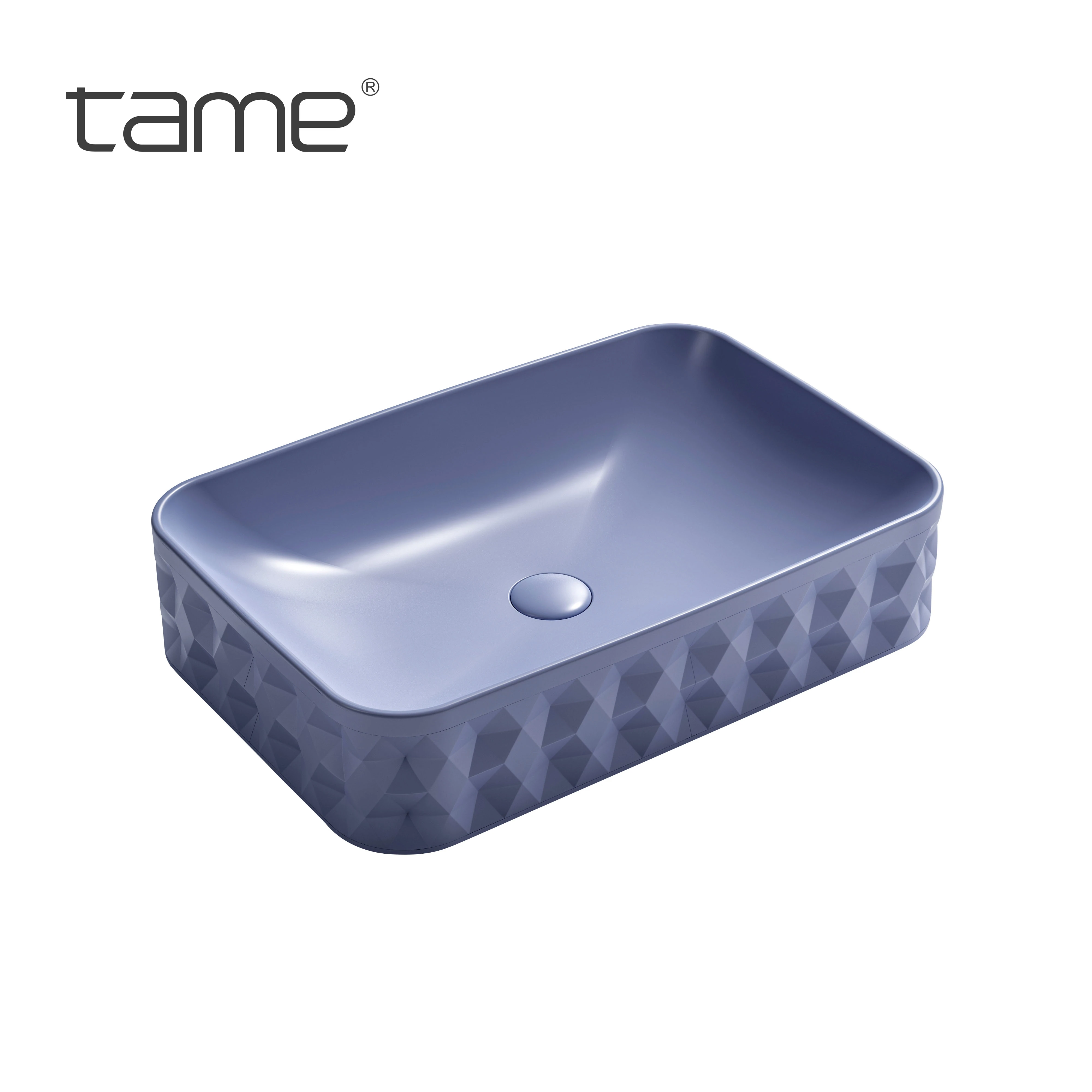 TAME PZ8531-P17 Sanitary Purple Vessel Top Counter Sink Rectangular Countertop Bathroom Ceramic Art Hand Wash Basin
