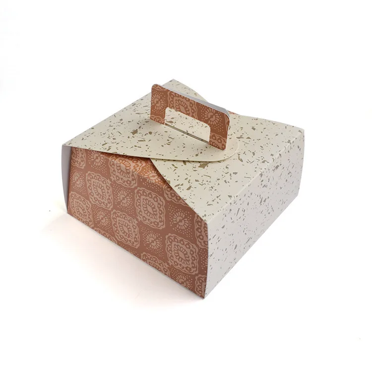 Custom printing folding Eco-Friendly biodegradable paper muffin cupcake box gift boxes for food bakery cake with handle