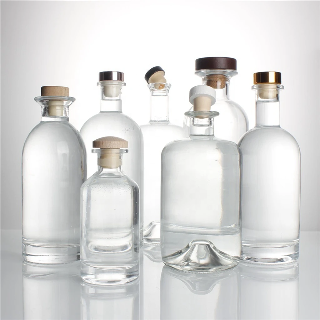 Best selling high flint  gin whisky vodka brandy liquor spirit tequila glass bottle with screw caps and corks
