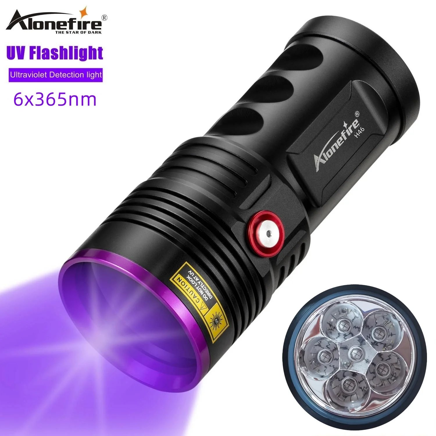 Alonefire H46 120W High power 6x 365nm UV Flashlight Detector Money Pet Stains Ore ID Work Marker Usb Rechargeable Checker torch