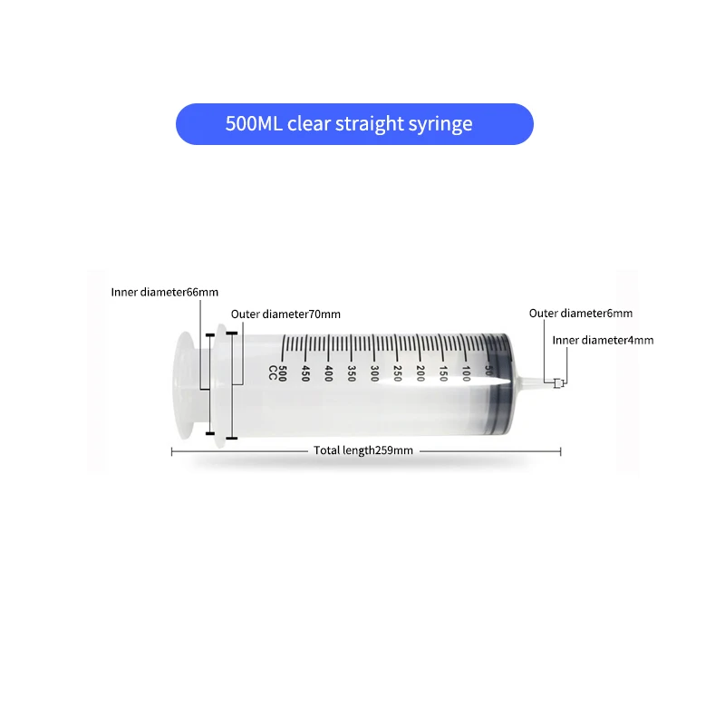 Manufacturer Safe and reliable 500CC syringe pump plastic disposable farm kitchen labs syringe 500ml