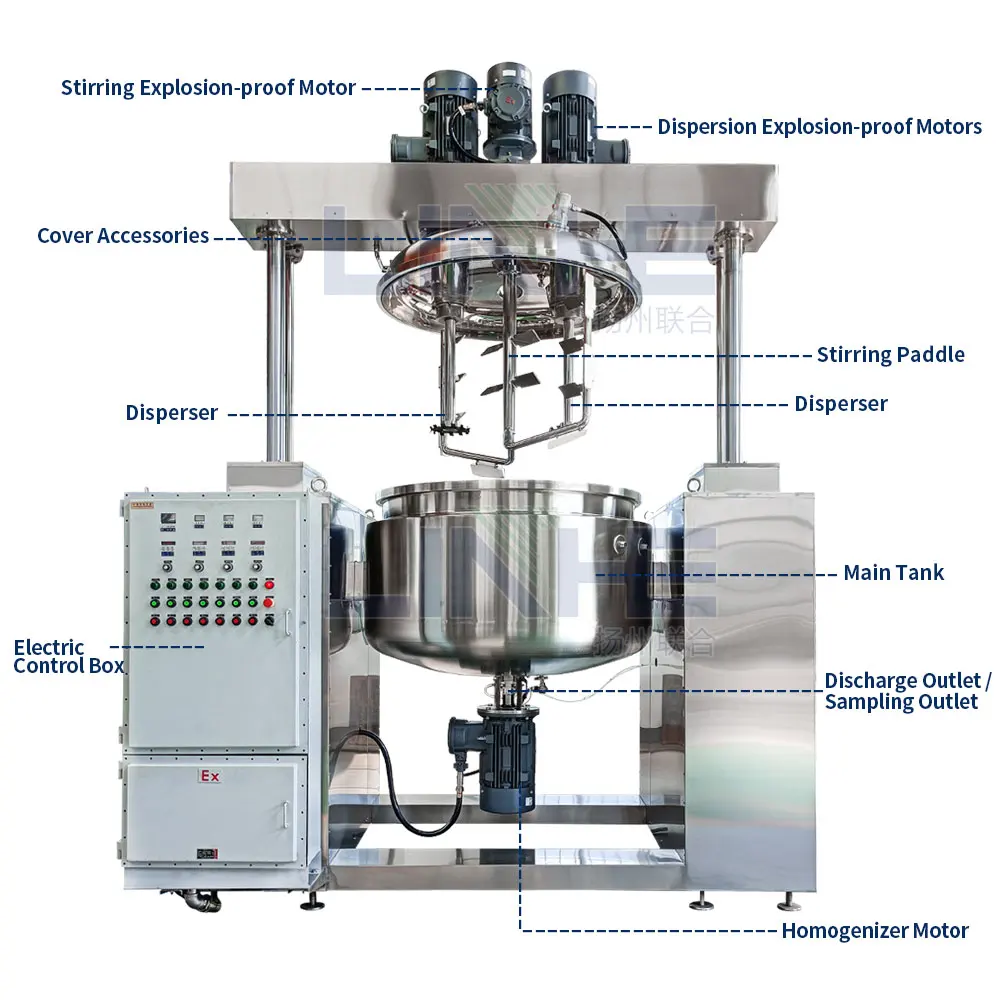 High Viscosity Cosmetic Emulsifier Mixer Body Lotion Cream Mixing Tank Multi-Function Vacuum Emulsifying Machine Mixer