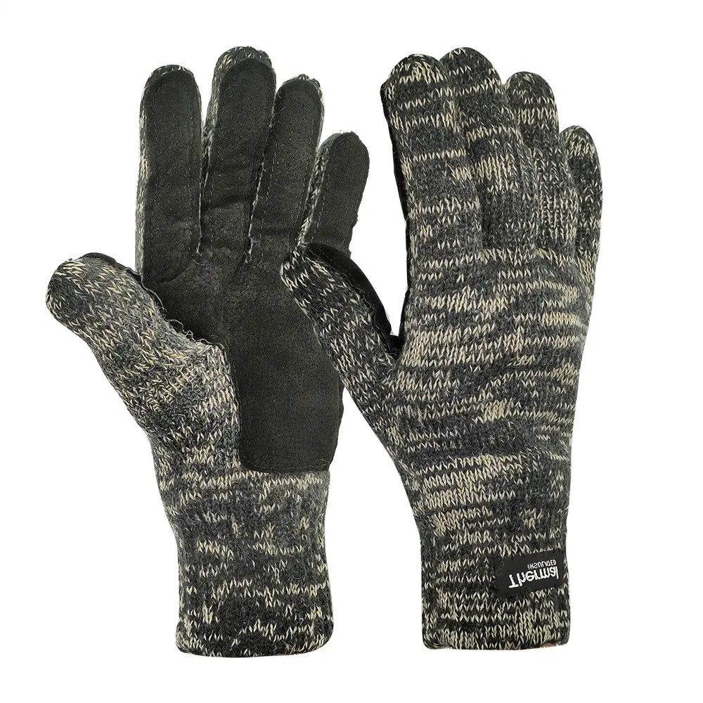 Professional Customized Winter Warm Wool Acrylic Full Finger Gloves with 3M Thinsulate Liner and Pigskin Leather