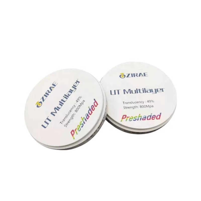 CE approved 49% translucent UT  multilayer  zirconia dental block/ zirconia blank disk for CAD CAM Open system