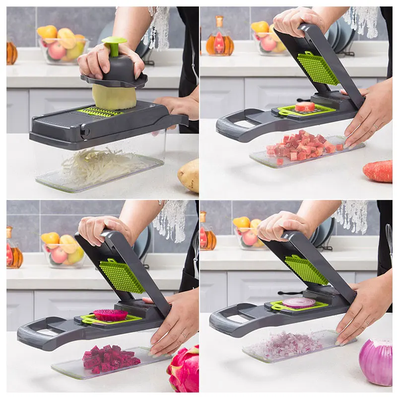 2023 herramientas de cocina de venta caliente 15 en 1 cortador de verduras multifuncional cuchillo de cebolla