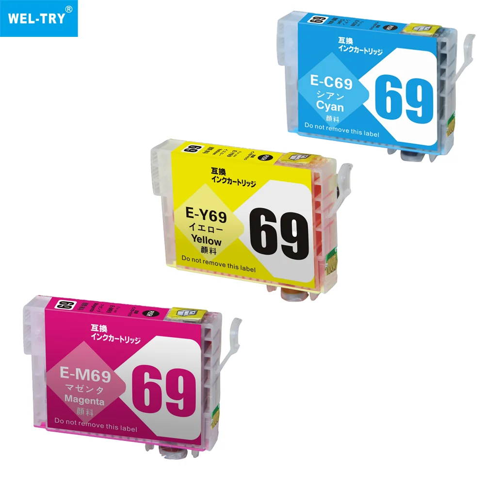 WEL-TRY IC69 IC4CL69 IC4CL69L ICBK69L ICBK69 ICC69 ICM69 Premium Compatible Color Inkjet Ink Cartridge for Epson PX-405A Printer
