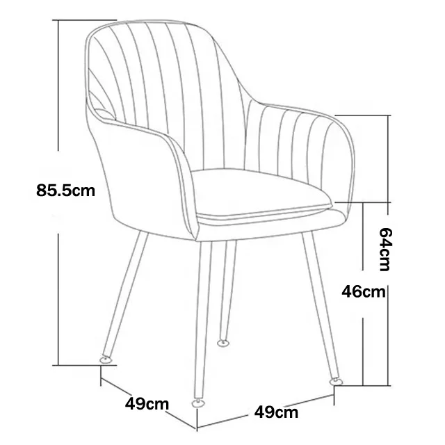 Wholesale Italian Modern Luxury  Home Coffee Metal Frame Gold Legs Velvet Dining Chair For Restaurant Hotel And Bars