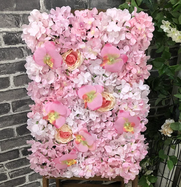 Wholesale Cheap Price 40x60 Plastic Grid Flowerwall Wedding Decor Artificial Silk Hydrangea Rose Flower Wall Backdrop Panel