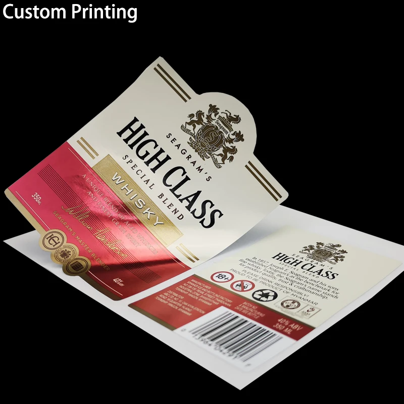 Custom Paper Vinyl Black Beer Red Wine Bottle Price Shipping Seal Logo Roll Wine Waterproof Adhesive Sticker Label Printing