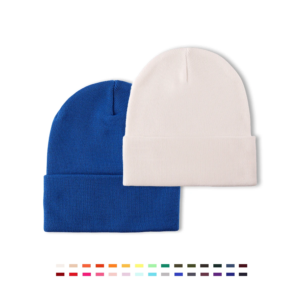 Wholesale Custom Logo Beanie Hats New Windproof Knitted Cuff Beanie Solid Color Skull Cap