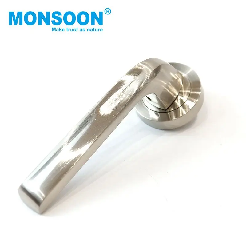 Minimalist European Style Heavy Duty Zinc Alloy Cast Sliver Square Round Tubular Lever Interior Wooden Pull Door Handle