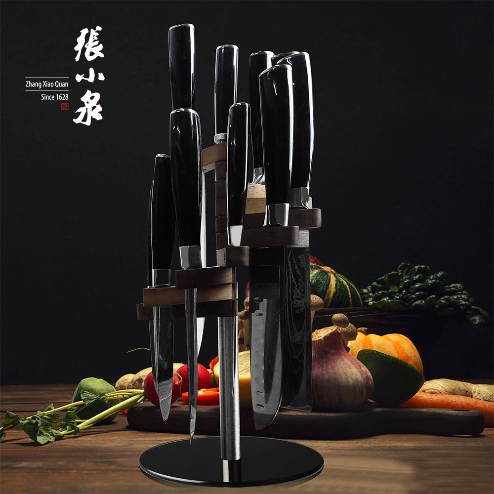 Wholesale price Japanese Stainless Steel  kitchen knives Laser Pattern knife set 8pcs Damascus Steel Knife set