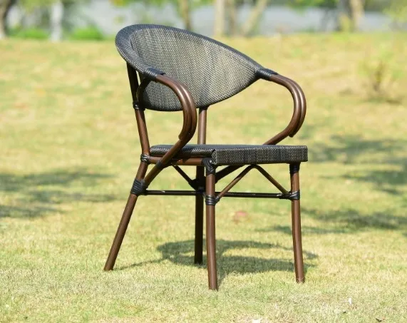 Uplion  Hot Selling Bamboo look Aluminum chair  For Event High Back Aluminum Cast Frame Dining Coffee Restaurant Chair Agent