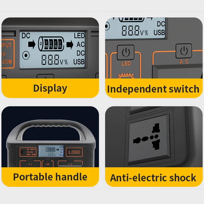 Portable 500W Battery Power Station External 110V/220V Pure Sine Wave Suitable for Outdoor Camping Supply