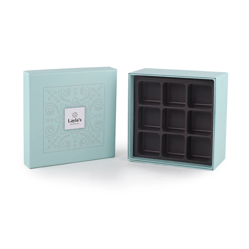 custom logo luxury chocolate box with 2 dividers art paper chocolate boxes packaging small chocolate candy gift  boxes