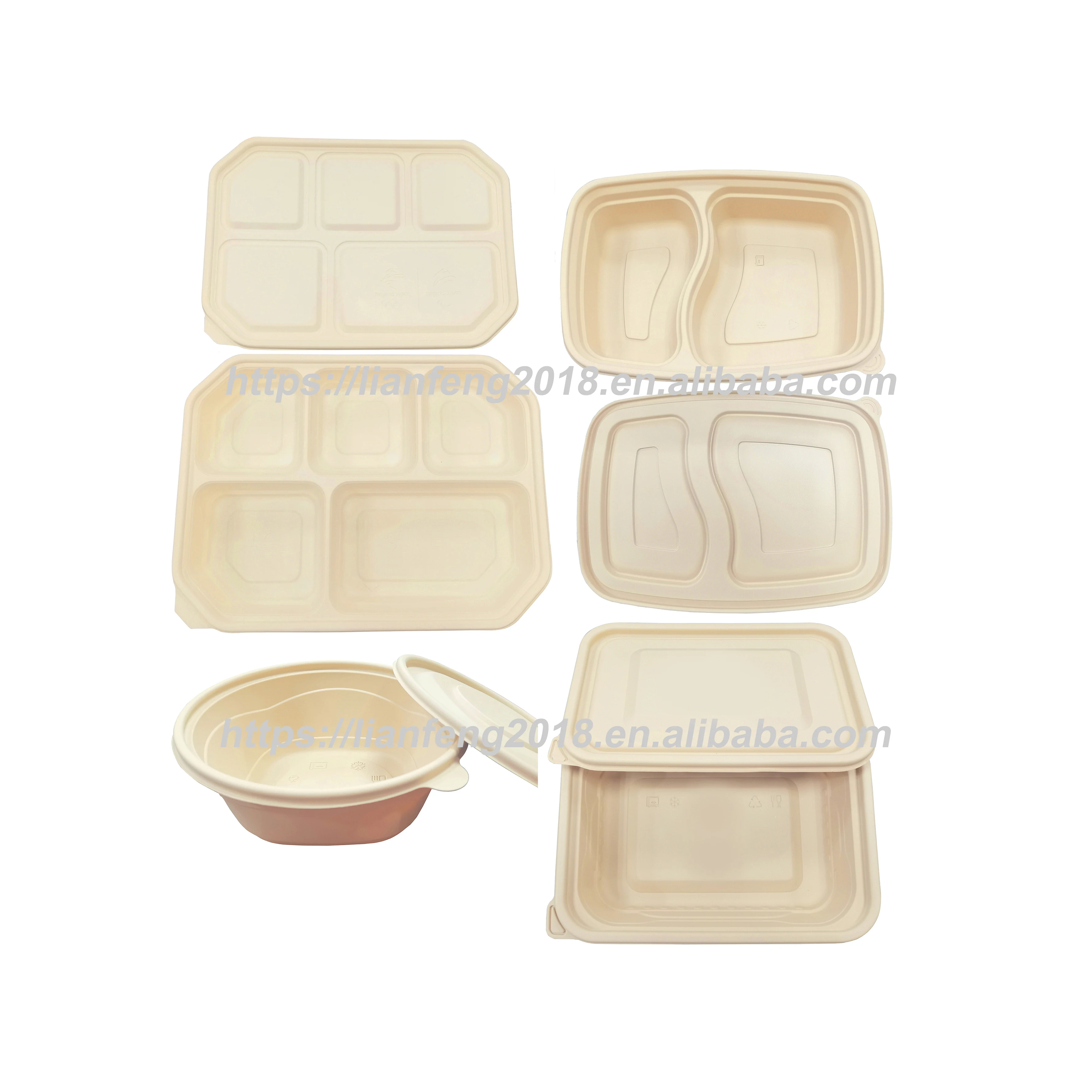 China 100% Eco Biodegradable Compostable Bamboo Powder Disposable Food Container Food Tray And Box