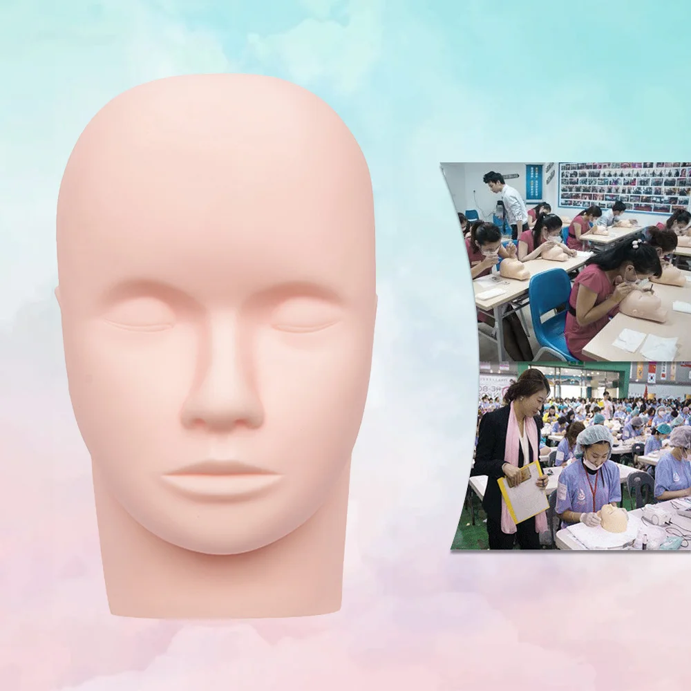 False Eyelashes Training Tool Practice Silicone Mannequin Model Head Beginner Set Practicing Head Mannequin