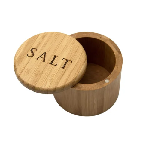 7Salt shaker kitchen seasoning shaker kitchen utensils round bamboo seasoning box
