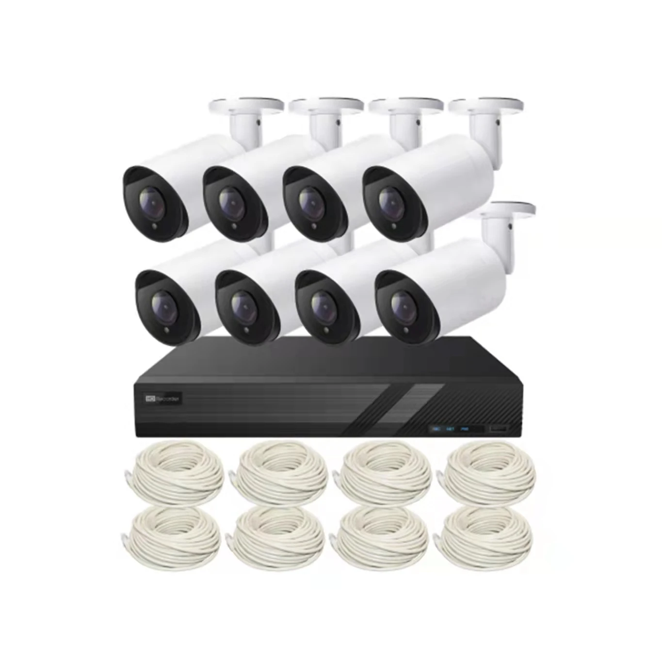 Plug and play 8CH 4K 8MP POE NVR KIT с 8 шт. IP67 водонепроницаемая цилиндрическая IP-камера и