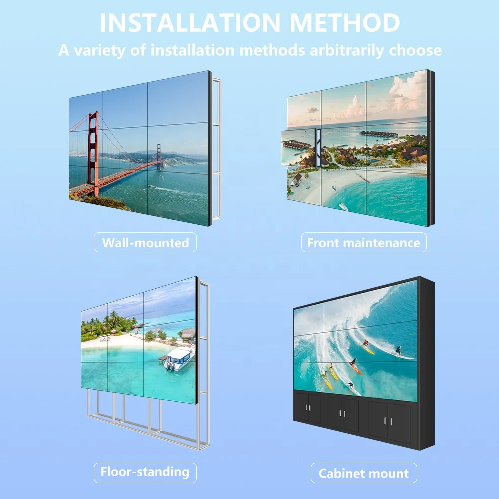 Full HD 4K 4x4 Frameless Splicing Multi Screen 55 inch LCD Panel Video Wall