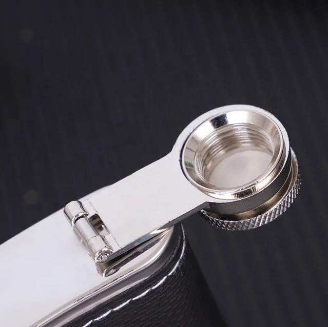 7oz Reusable Stainless Steel jagermeister Leather Liquor Whisky  Hip Flask