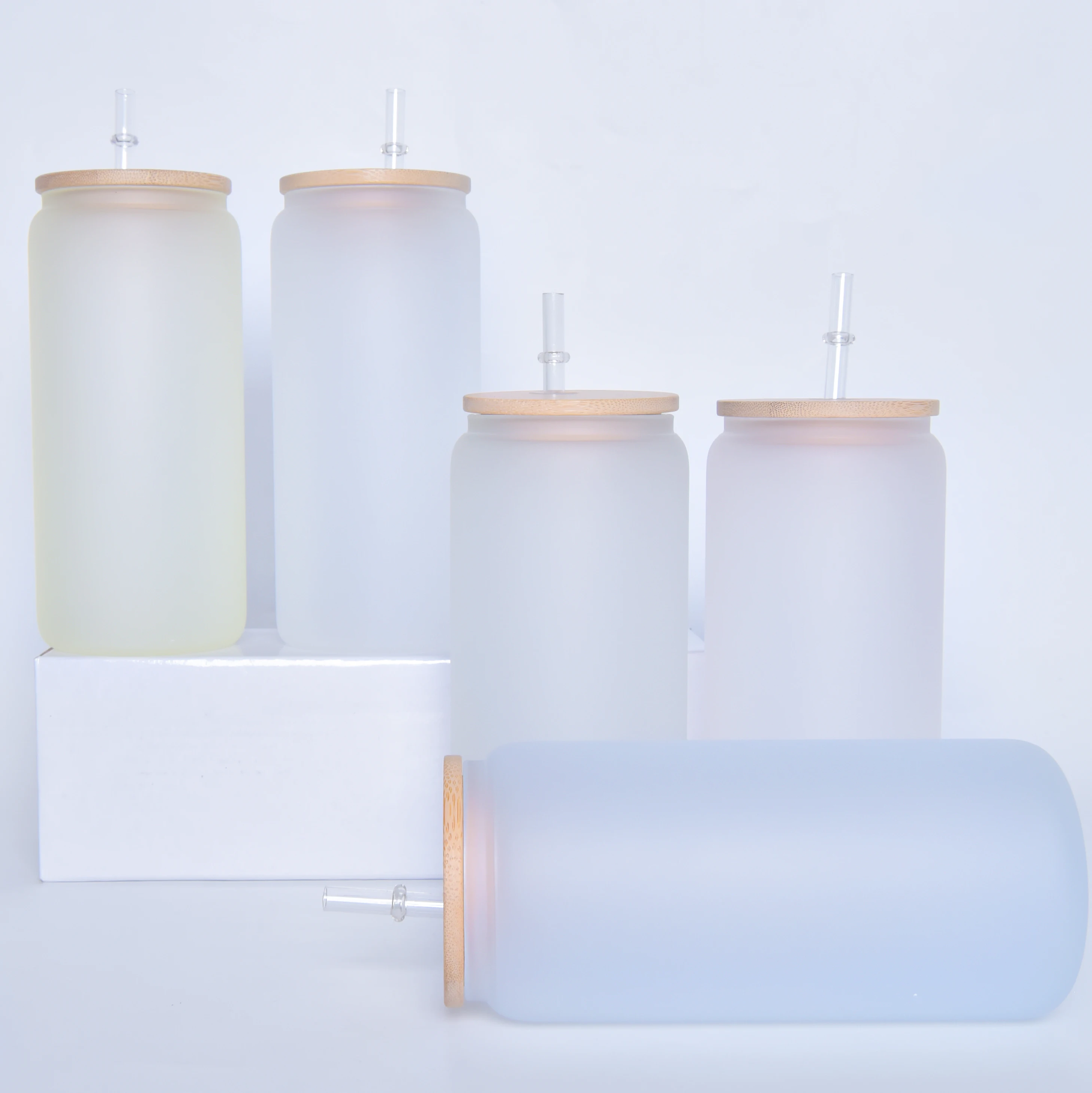 20Oz 25 Oz Reusable Double Wall Frosted Portable Sublimation Glass Snow Globe Glitter Tumbler With Matching Lid And Straw