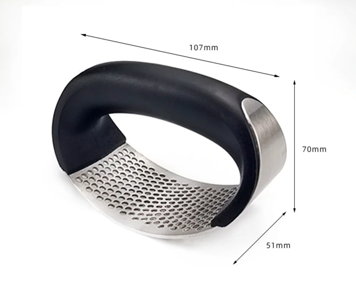 Kitchen Accessories 3 In 1 Arc Shape Plastic Manual Stainless Steel Garlic Press Crusher Grinder And Peeler Set