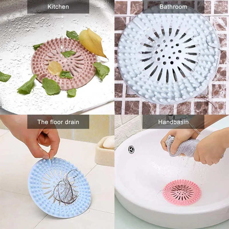 Durable Silicone Hair Stopper Drain Protector Easy Clean Hair Catcher 4 Pcs Silicone Sink Strainer