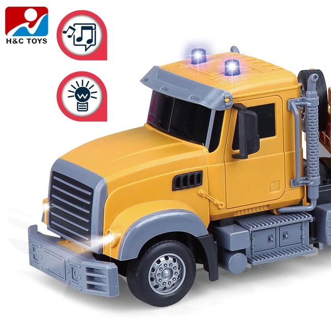 Children remote control electric acousto-optic large single-deck transport trailer with forklift toy rc trailer truck
