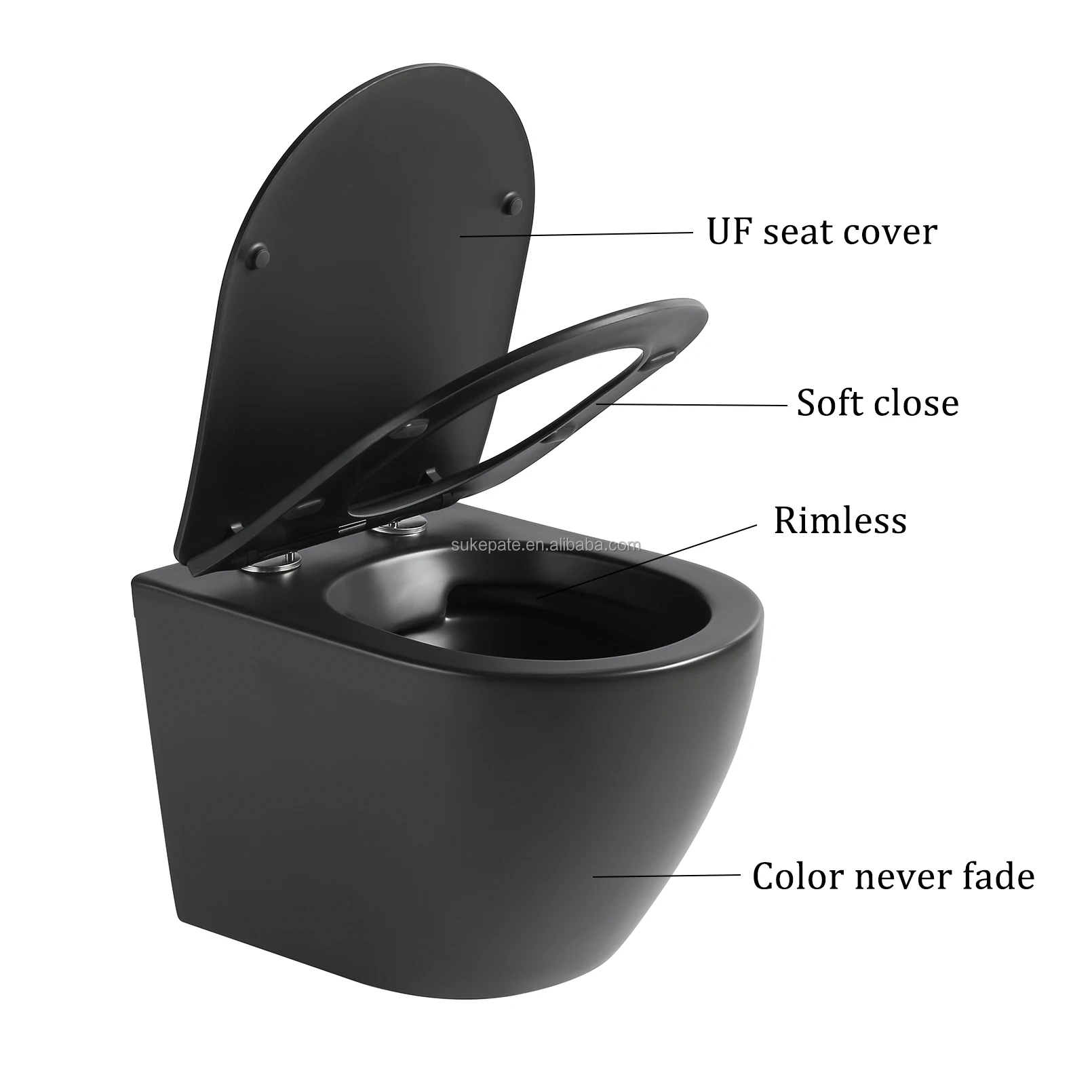Bathroom Europe Rimless Matte Black Hangend Toiletten WC Toilet Set Rimless Ceramic Inodoro With Water Tank Wall Toilet