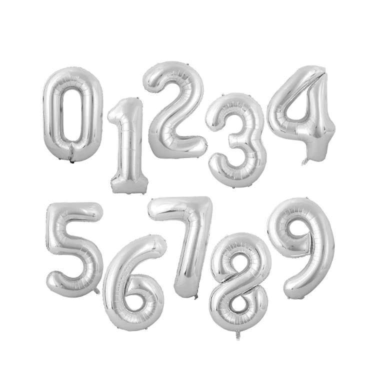 
Amazon Top Sell Silver Helium Number Balloons 32 Inch Float Number Shaped Balloons For Party Decoration Supplies 