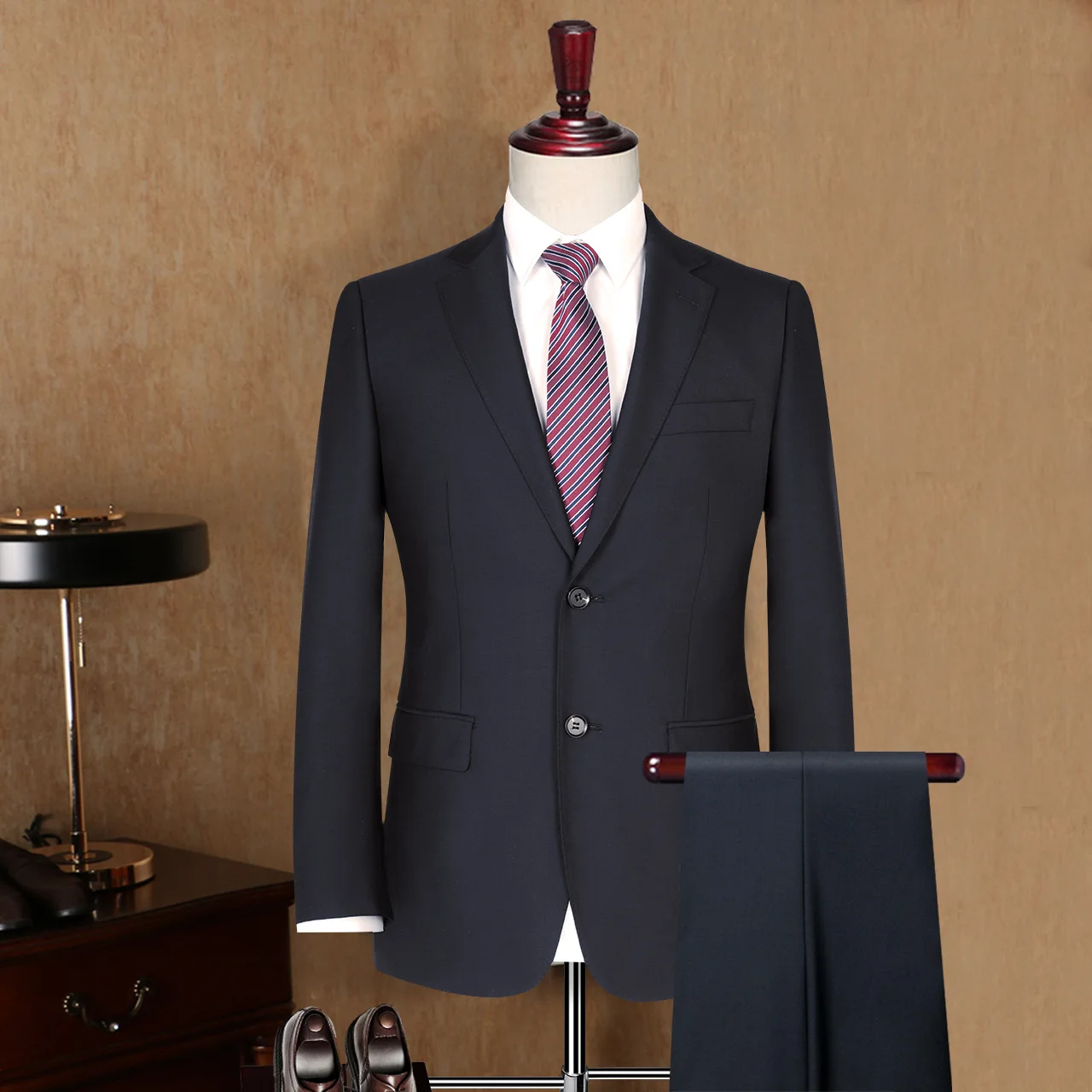 Fashion Casual and Formal Styles Two-pieces Men Fitted Slim Fit Navy Blue Suits 3 Piece For Business Men Wedding