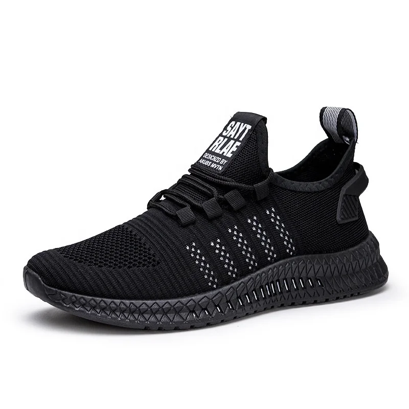 Fashion Breathable Fly-Knit Mesh Rubber Running Shoes Men Sport Shoes