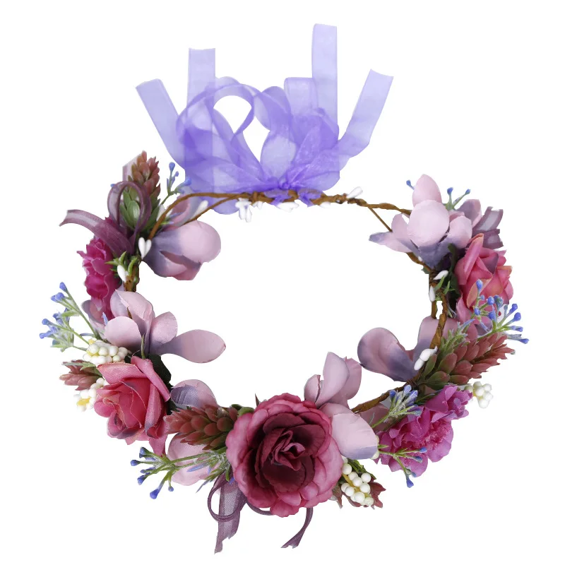 Artificial Handcrafts Flower Crown Bridal Headband Wedding Hair Accessories Floral Wreath Boho Garland