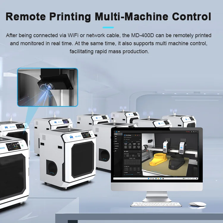 MD-400D IDEX free leveling portable desktop figurine 3d printer for action figure