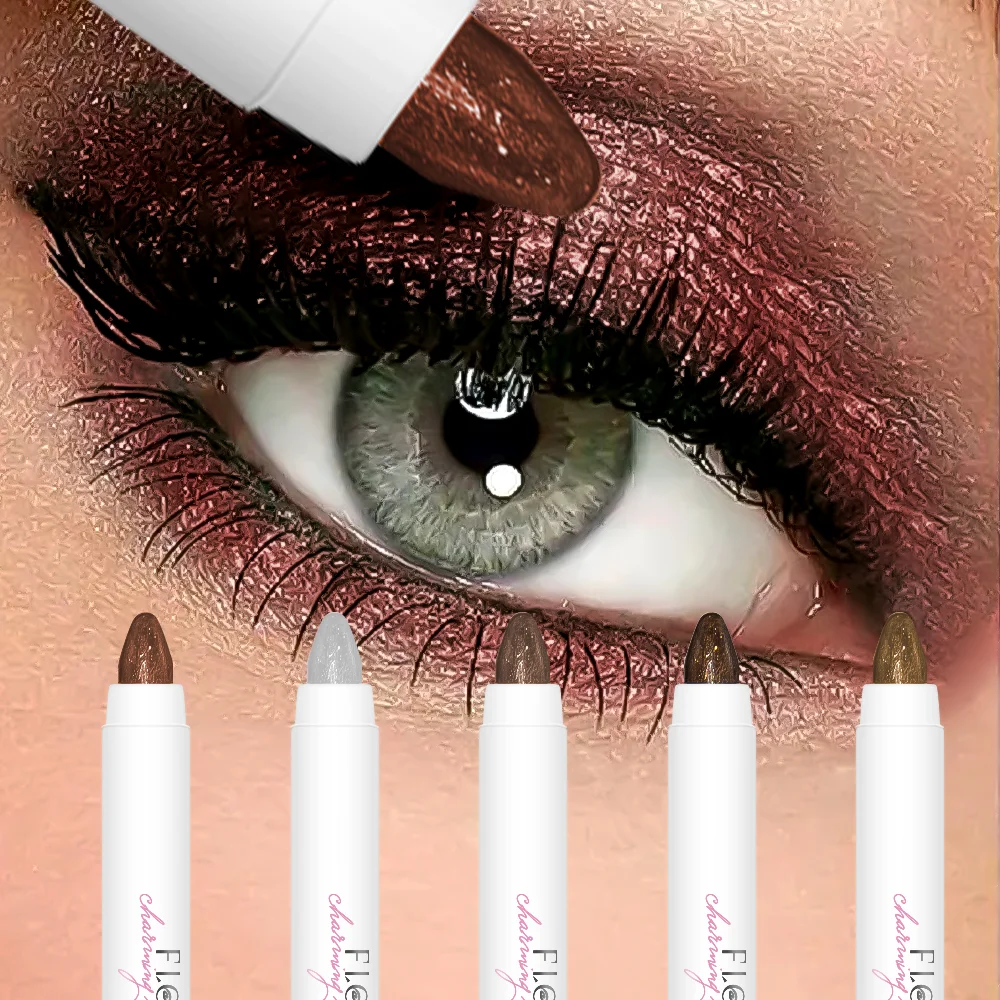Custom vegan matte eye shadow stick 6 color highlighter eyeshadow pencil waterproof Long lasting glitter eye makeup pen
