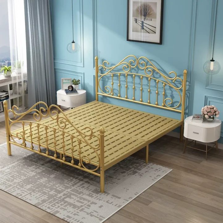 Wrought  1.5m Single bed 1.8m double bed Princess  European 1.5 Iron bed simple modern