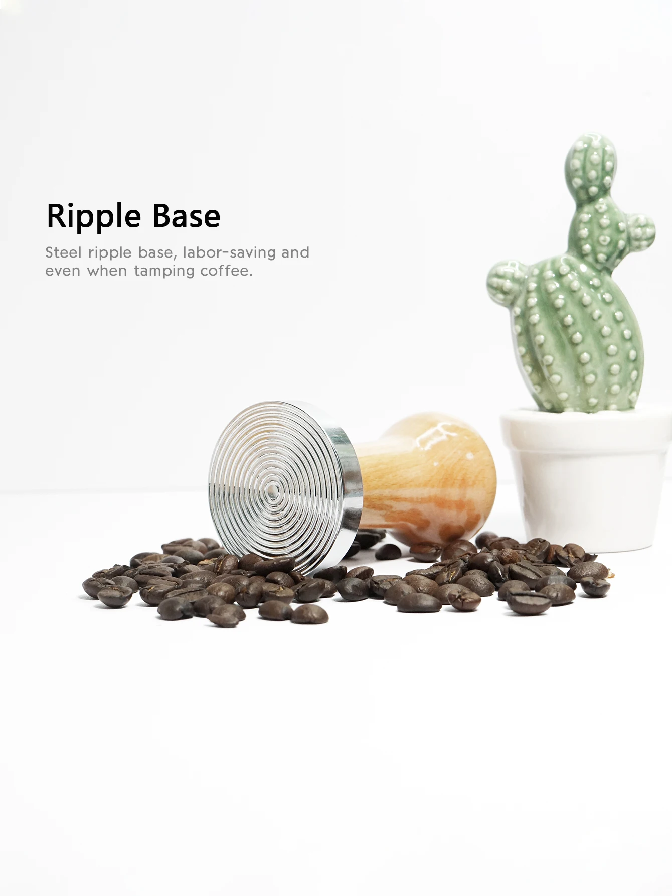 1PCS Top Seller Wooden Handle Stainless Steel Flat Base Cafe Poewer Press Coffee Tamper For Espresso Coffee Grinder Cafe