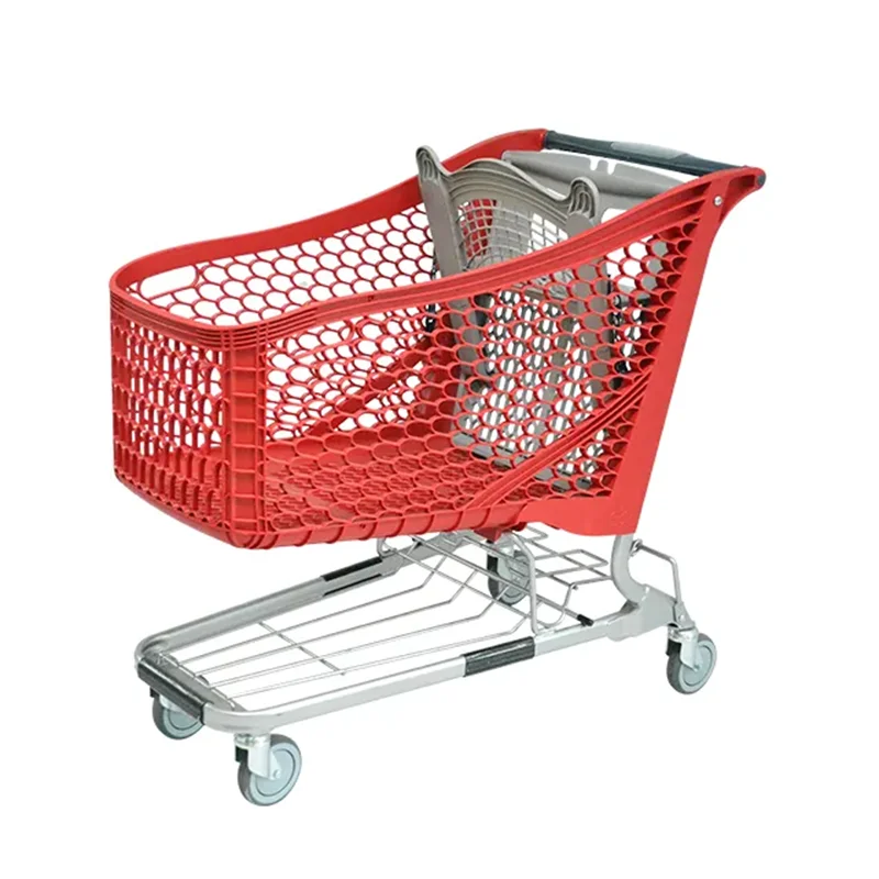 Supermarket Plastic Shopping Trolley Retail Plastic Shopping Grocery Carts for sale