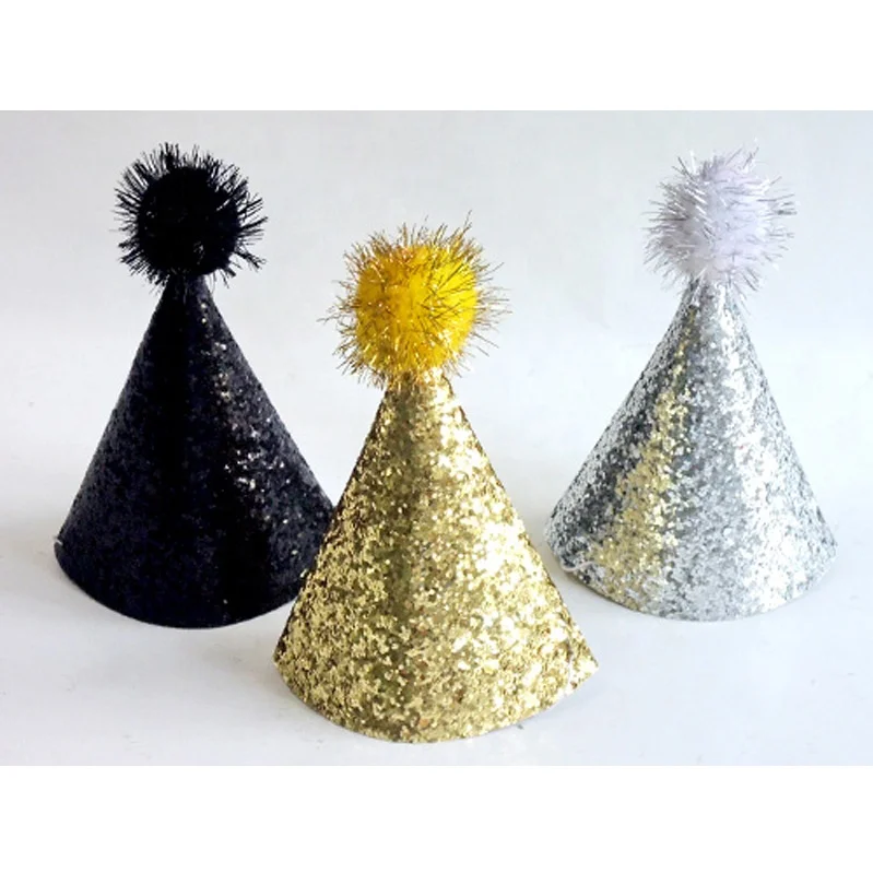 3/S Mini Glitter Party Hat New Year  Celebrations party supplies