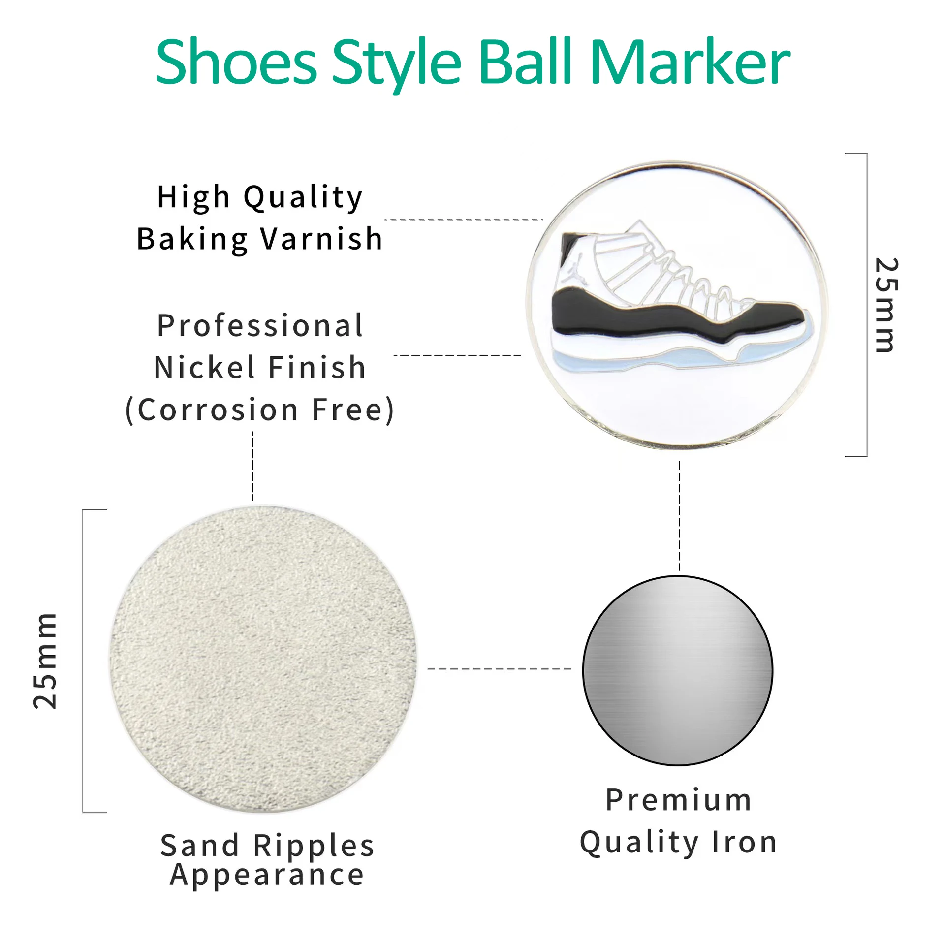 Custom Logo Pattern Castle Tee Bamboo Golf Ball Marker