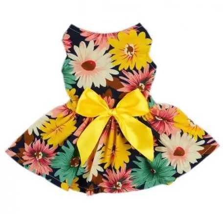 Saiji wholesale colorful pet skirt apparel multiple styles printing summer dog dresses clothes