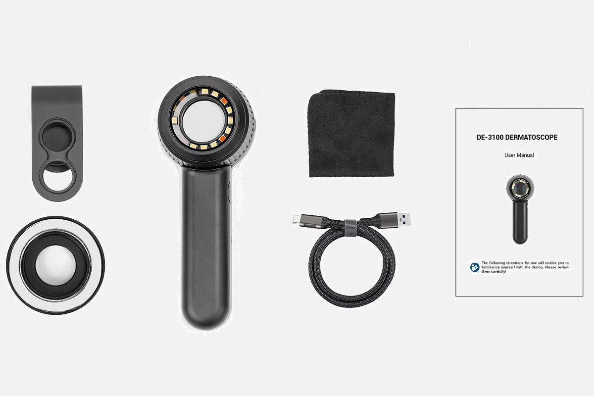 IBOOLO DE-3100  Digital Dermatoscope Electric Skin Analyzer Machine with Metal  dermoscope iphone