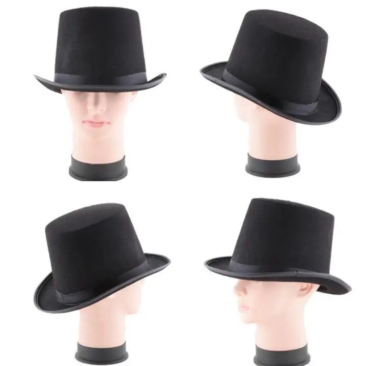 
Black Satin Top Hat Magician Felt Top Hat Halloween Hat for sale from factory directly 