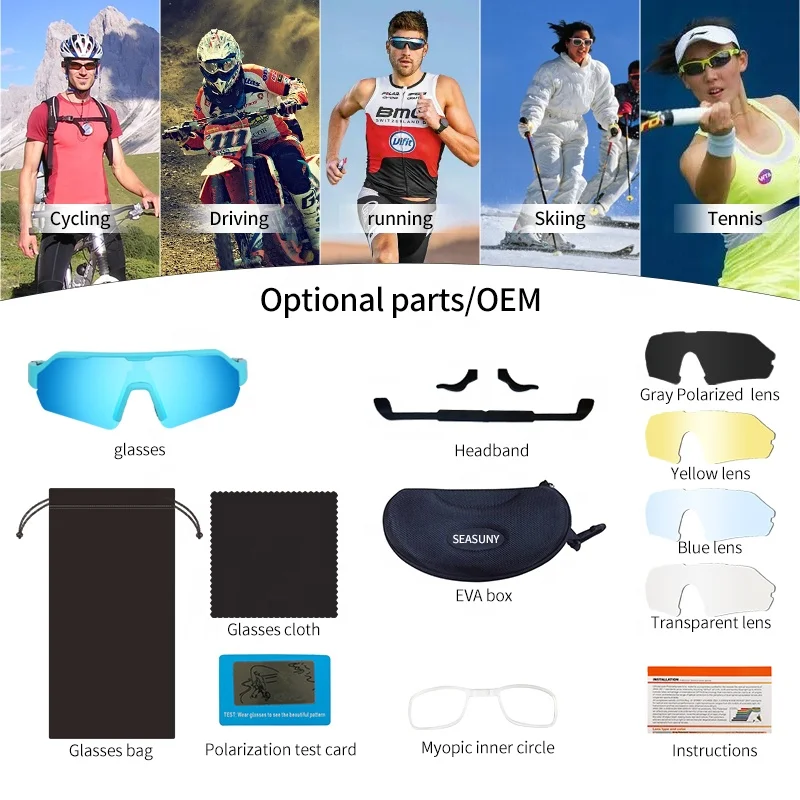 Красочные 100% поляризованные солнцезащитные очки с УФ-блокировкой и 5 сменными линзами мужские женские велосипедные