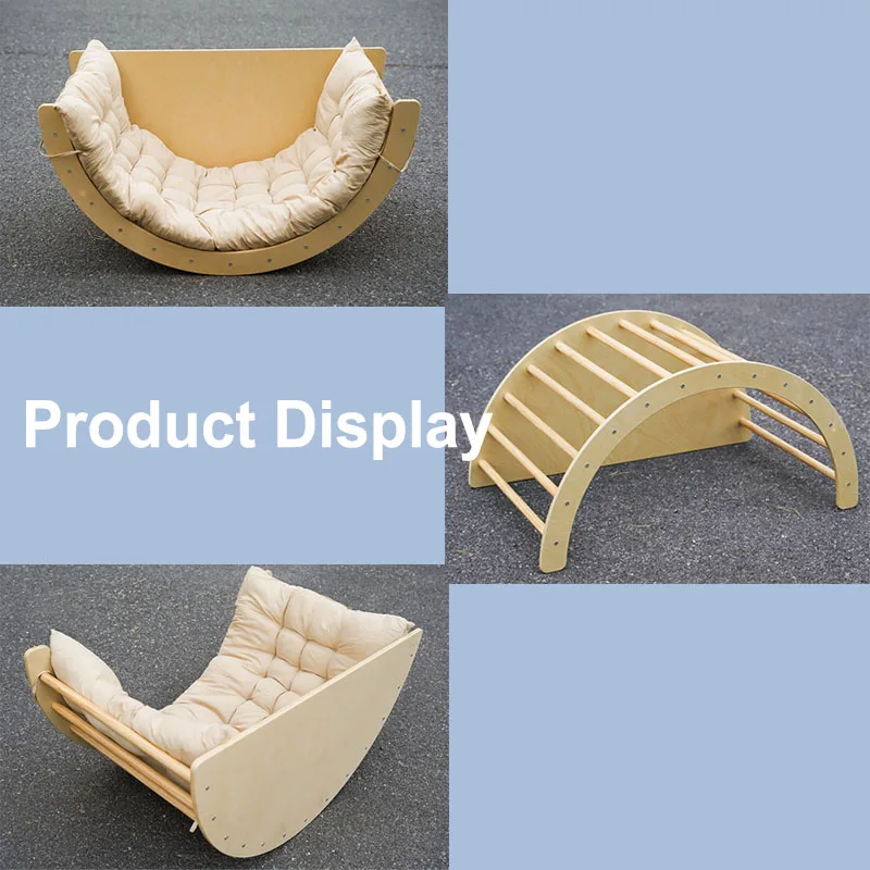 5-in-1 Kids Rocker Wooden Toys Climbing Arch Sensory Table Collapsible Storage Compartment Outdoor Bedroom Educational Learning