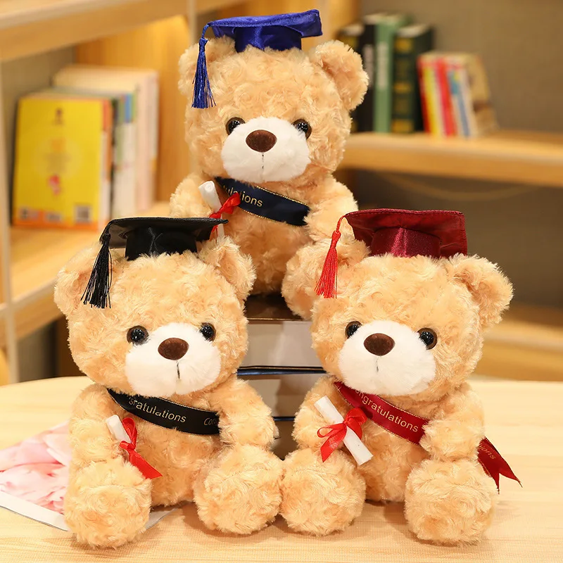 Wholesale Graduation Gifts Teddy Bear Stuffed Animal and Plush Cute Graduation Plush Dr. Bear With Hat