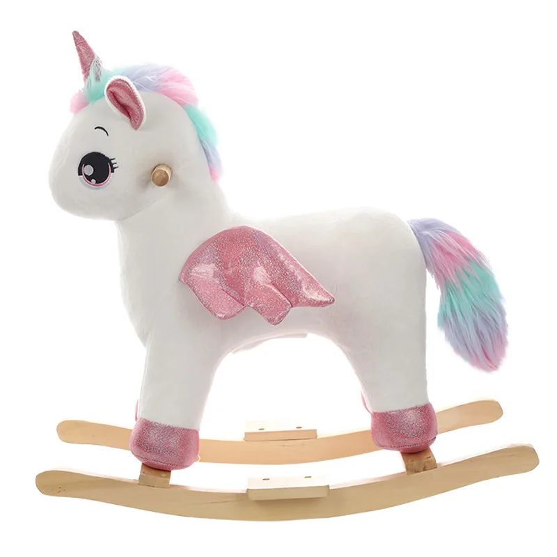 Mountable Wooden Children Ride on Toy Rocking Horse with Music Box