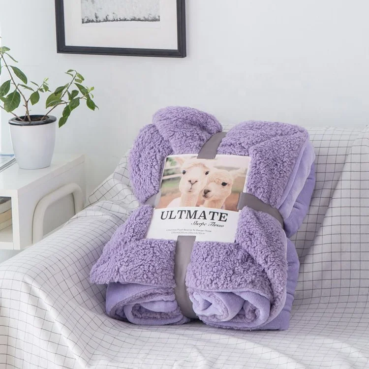 
wholesale knitted printed square flannel fleece sherpa blanket 