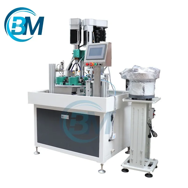 Automatic rotary table multi spindle drilling chamfering and tapping machine with PLC control and intelligent screen